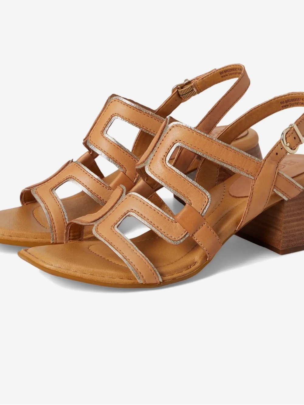 Born Sofia Tan Leather Block Heel Sandals Women’s Size 7M NWOT $125